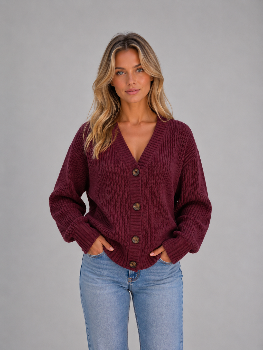 Cardigan in Bordeaux