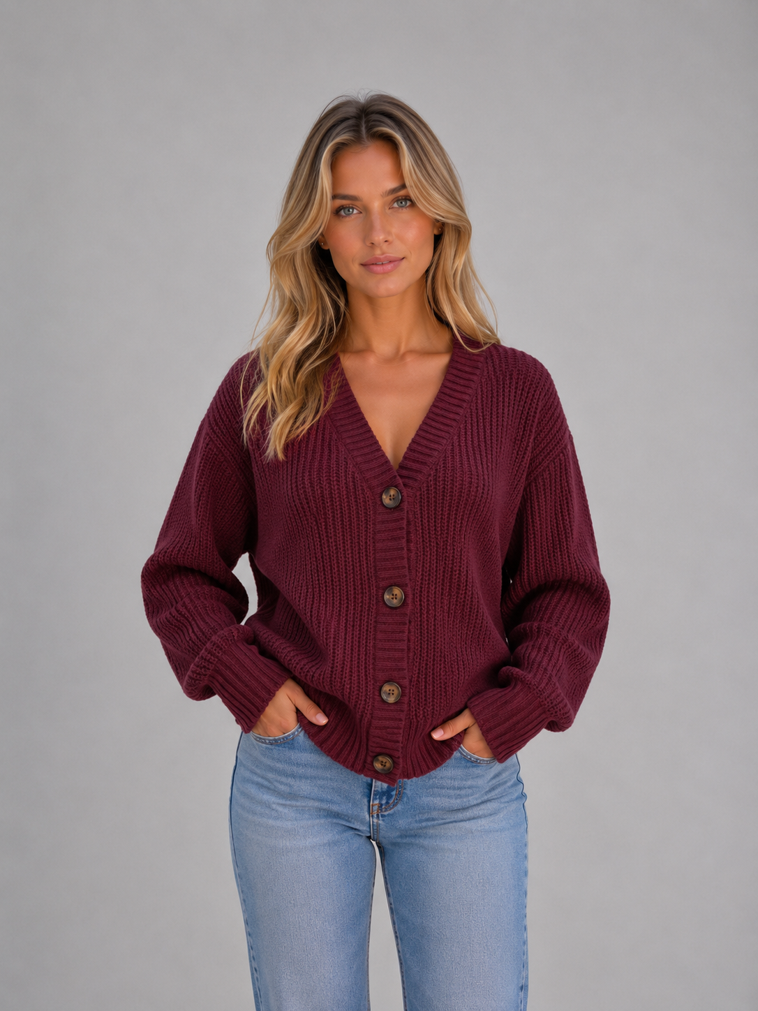 Cardigan in Bordeaux