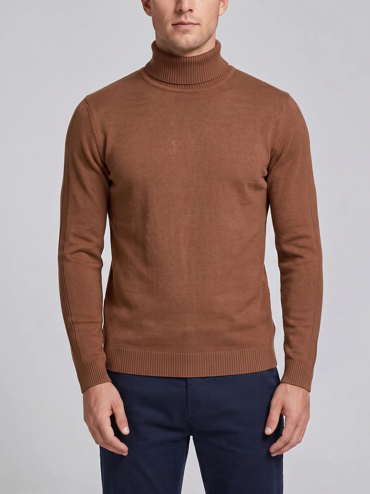 Men's Turtleneck Sweater in Brown