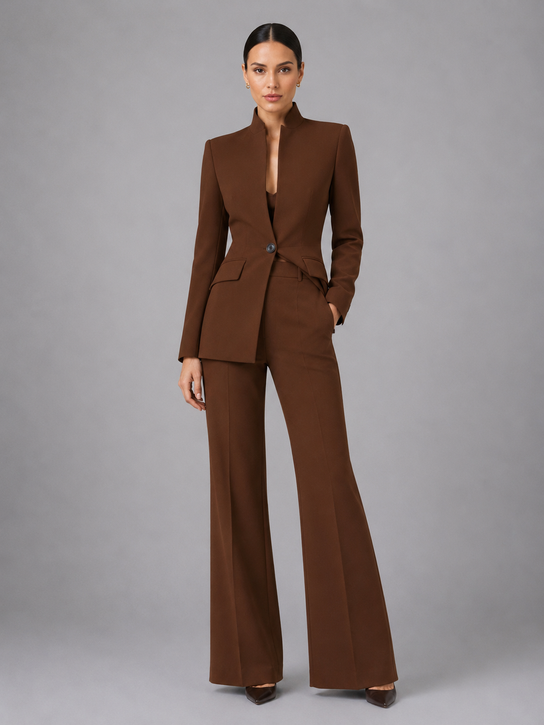 Women's Tailored Pantsuit – Blazer & Wide Leg Pants Two Piece Set | Nero & Luya