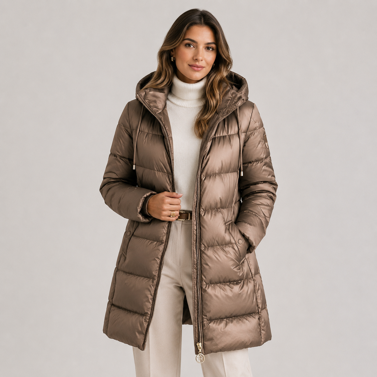 Women's Puffer Jacket in Brown