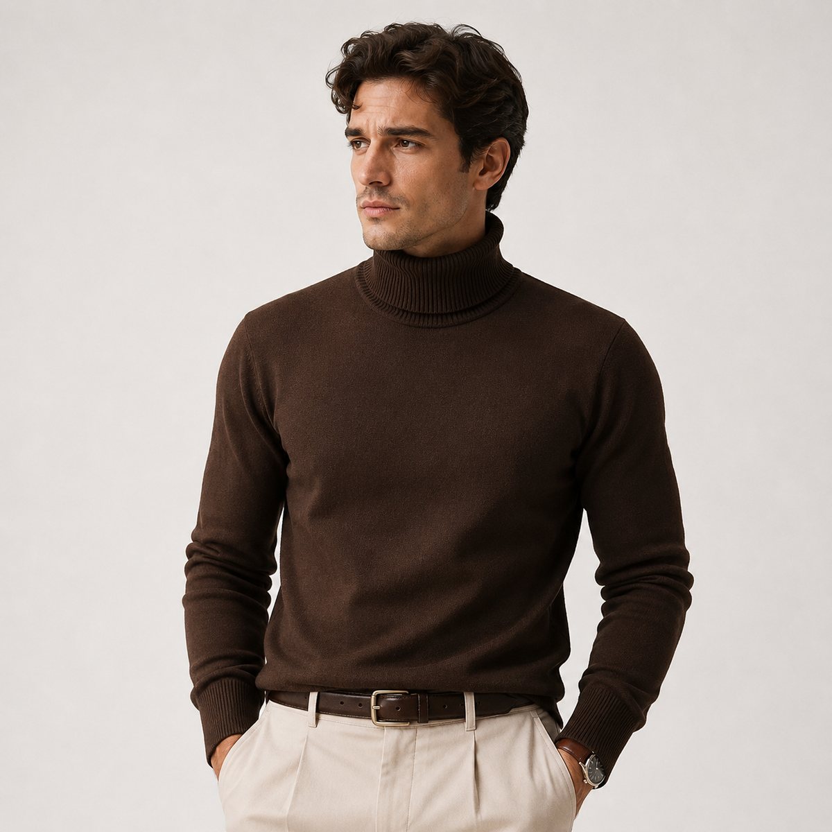 Turtleneck Sweater in Brown