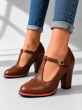 T-Bar Brogue Shoes in Brown