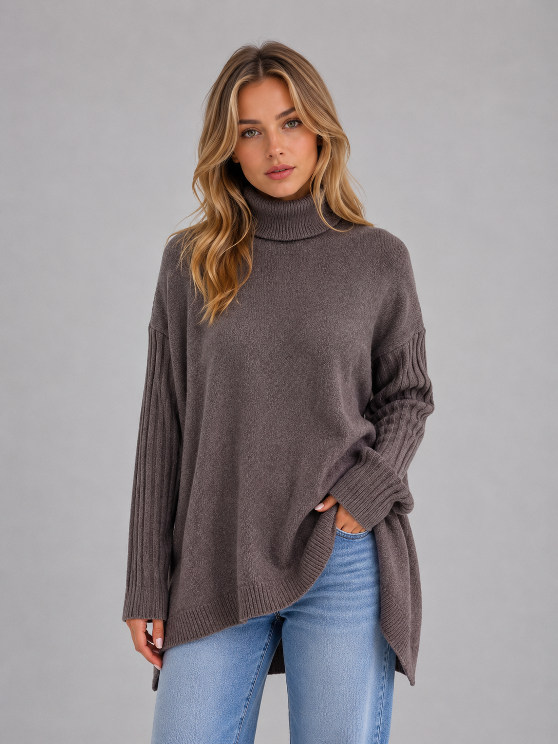 Turtleneck Sweater in Brown