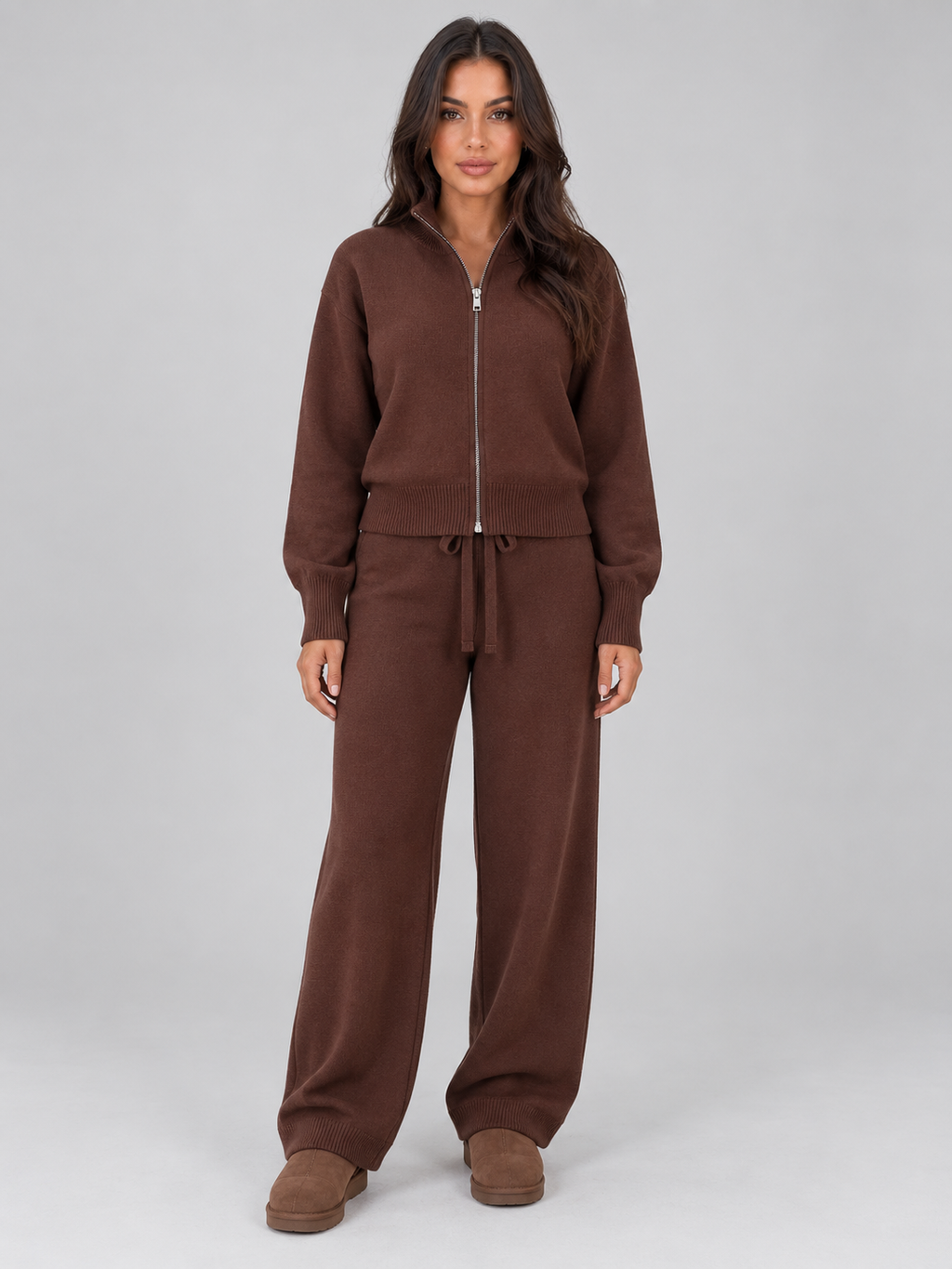 Knit Co-Ord Set in Brown