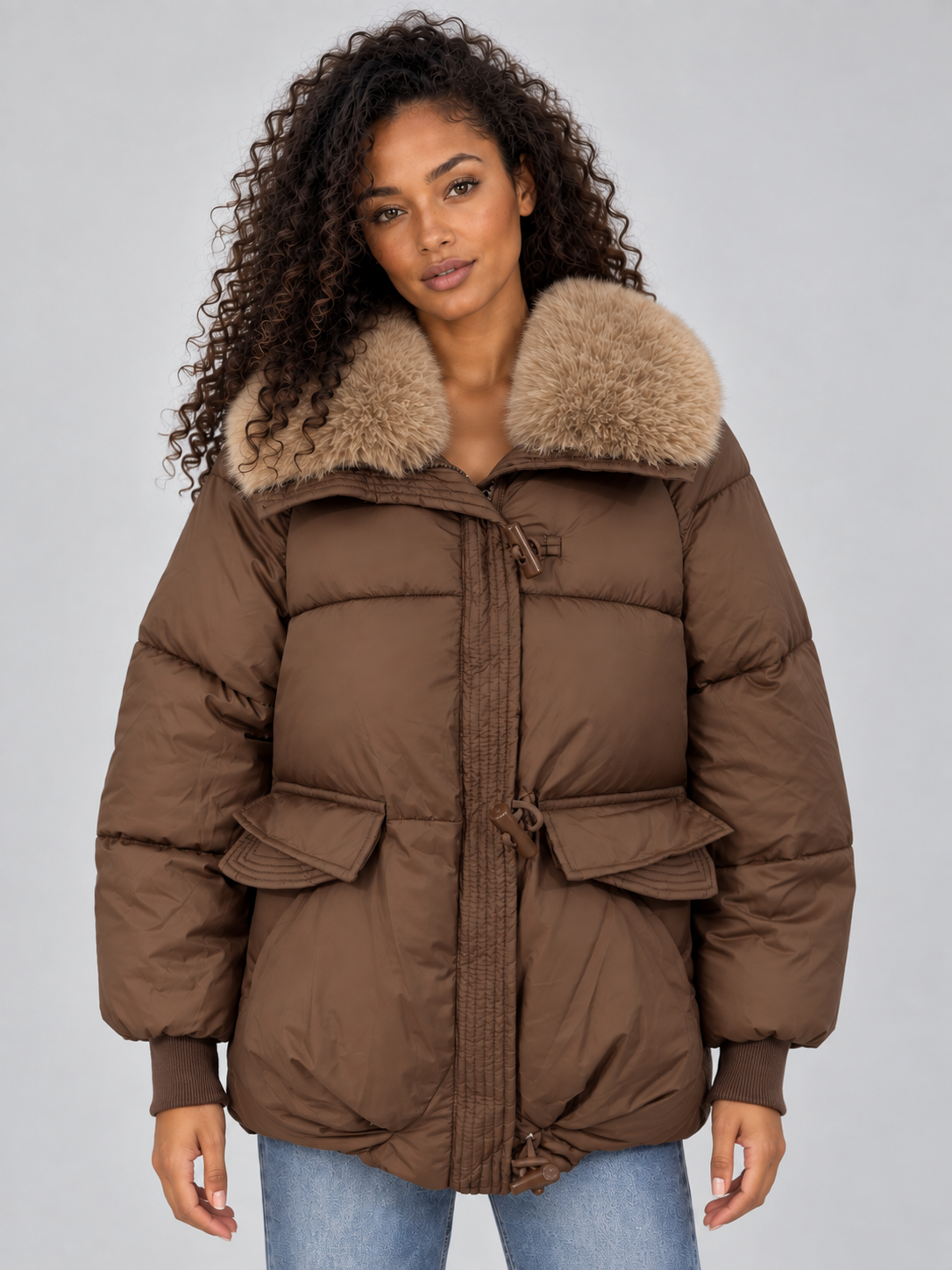 Puffer Jacket in Brown
