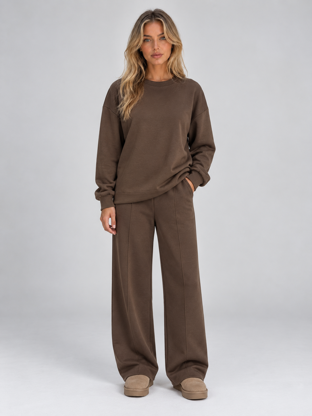 Sweatshirt Co-Ord Set in Brown