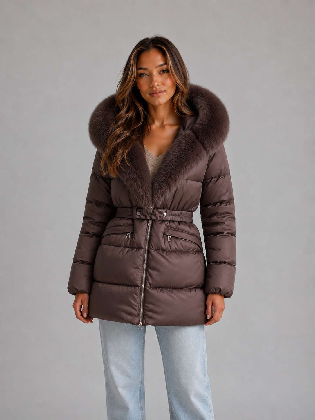 Puffer Jacket in Brown