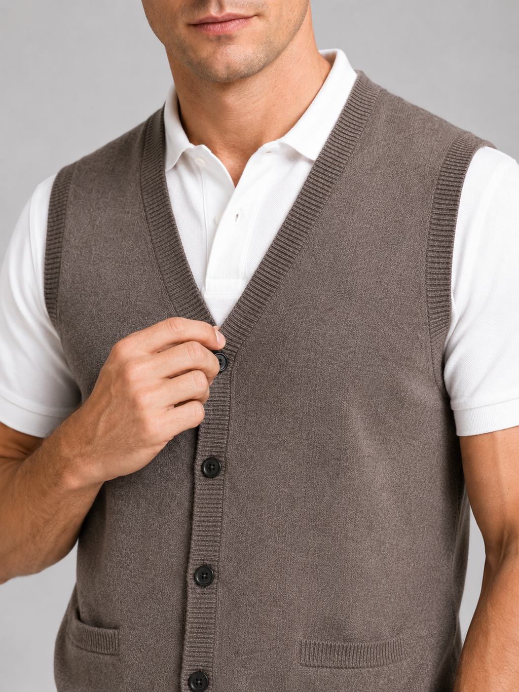 Sleeveless Sweater Men's in Brown