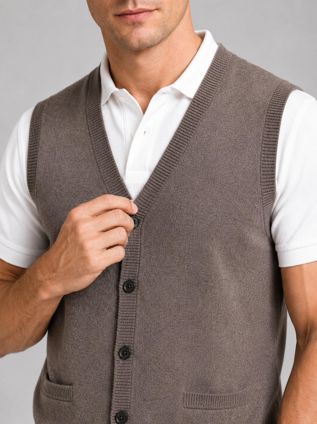 Sleeveless Sweater Men's in Brown