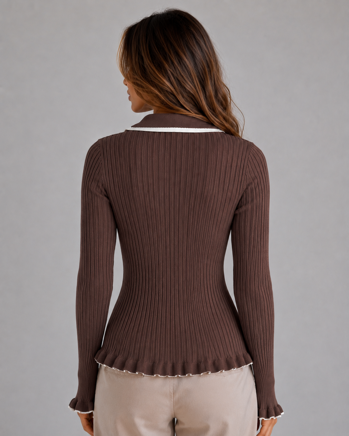 Polo Sweater in Brown