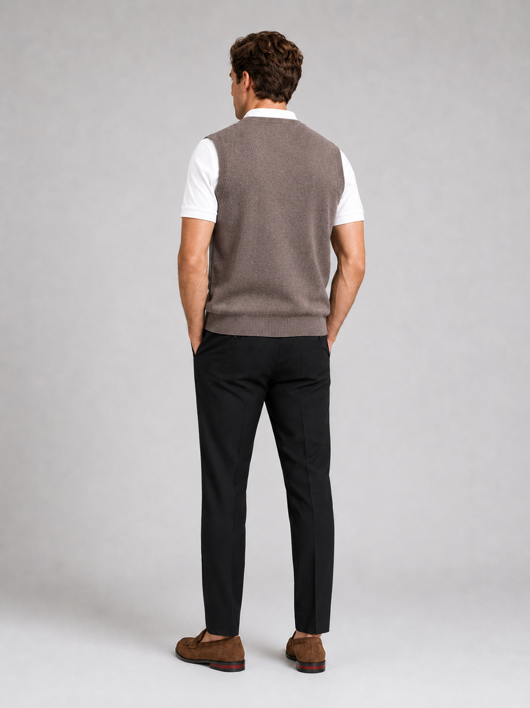Sleeveless Sweater Men's in Brown