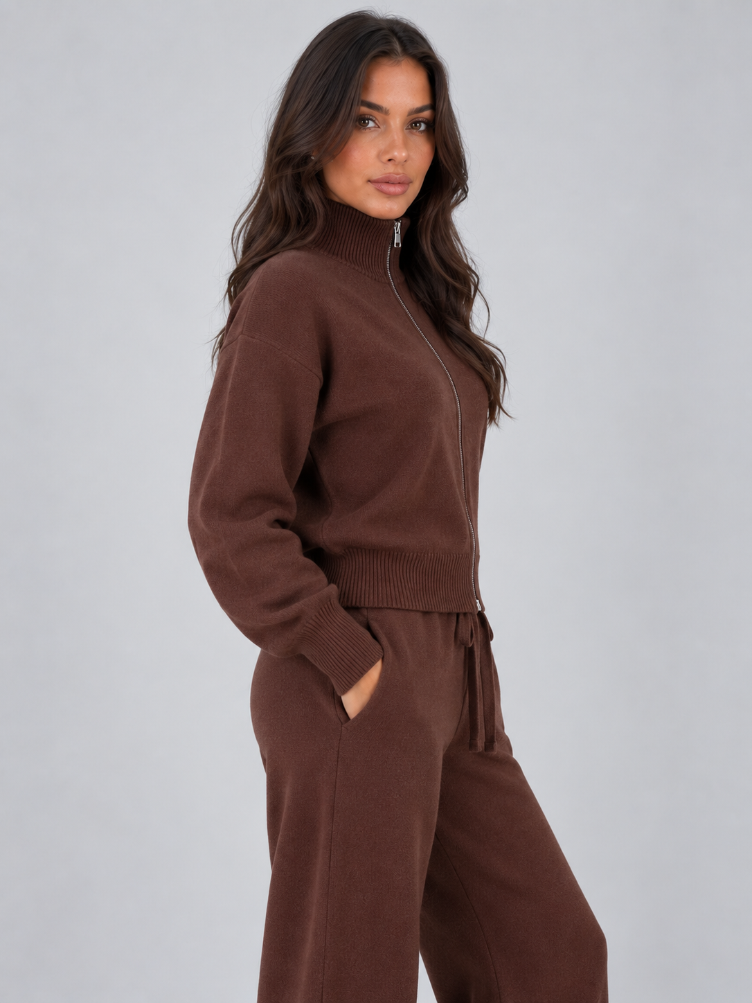 Knit Co-Ord Set in Brown