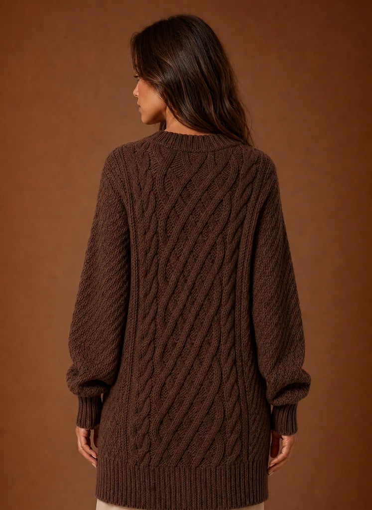 Women's Oversized Cable Knit Sweater Dress | Nero & Luya