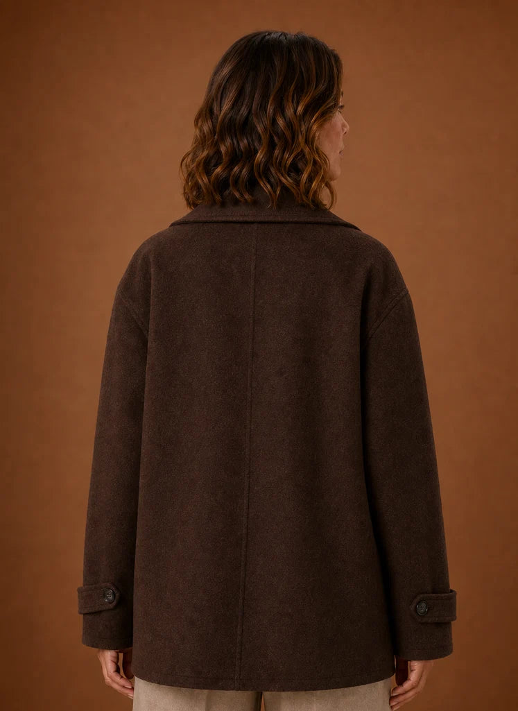 Women's Long Coat - Button Front Loose Casual Overcoat | Nero & Luya