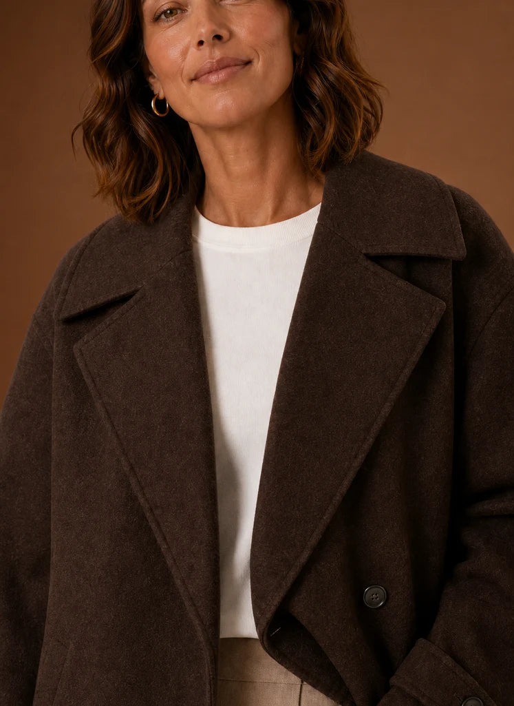Women's Long Coat - Button Front Loose Casual Overcoat | Nero & Luya