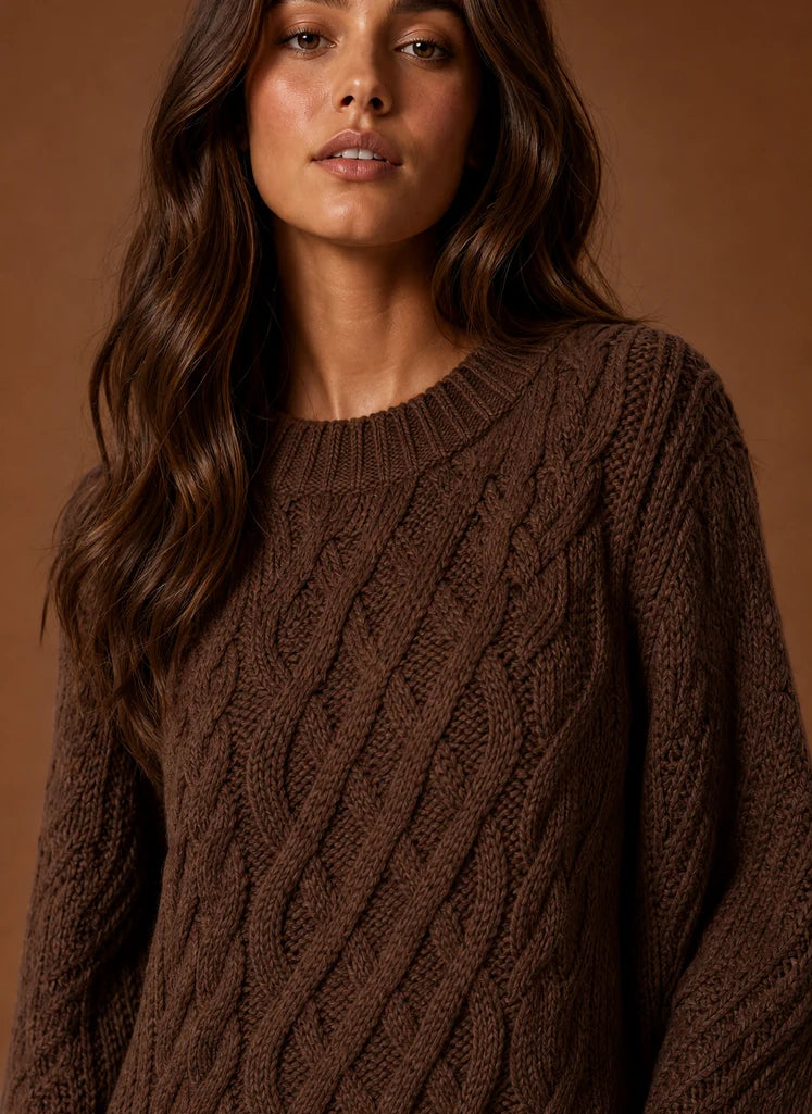 Women's Oversized Cable Knit Sweater Dress | Nero & Luya