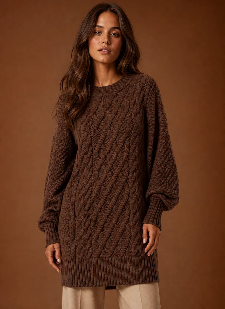 Women's Oversized Cable Knit Sweater Dress | Nero & Luya