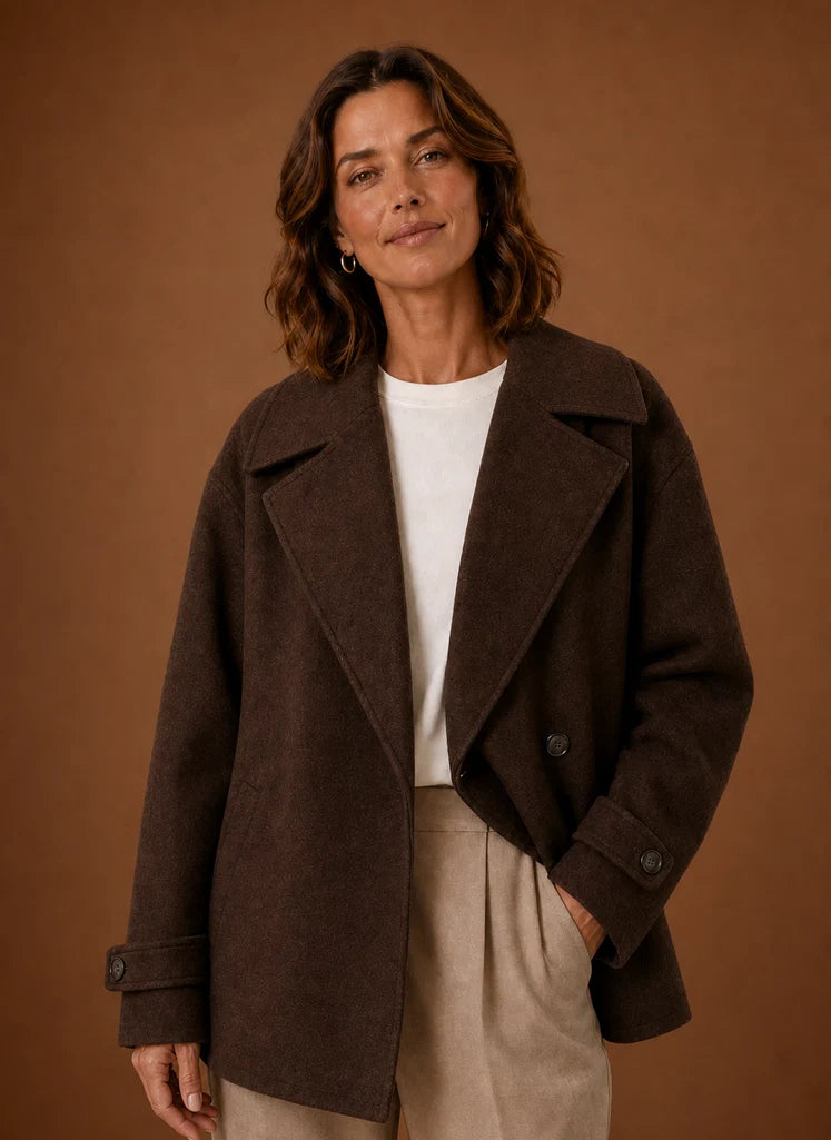 Women's Long Coat - Button Front Loose Casual Overcoat | Nero & Luya