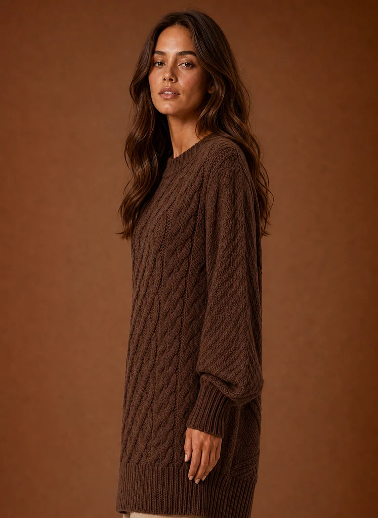 Women's Oversized Cable Knit Sweater Dress | Nero & Luya