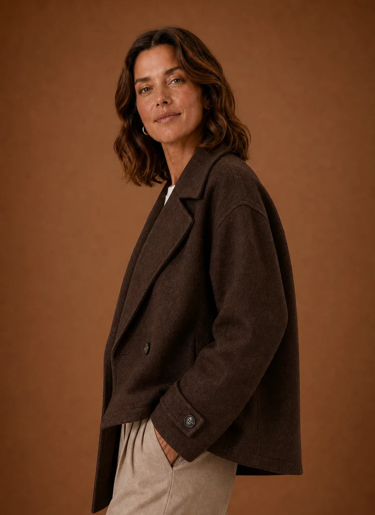 Women's Long Coat - Button Front Loose Casual Overcoat | Nero & Luya