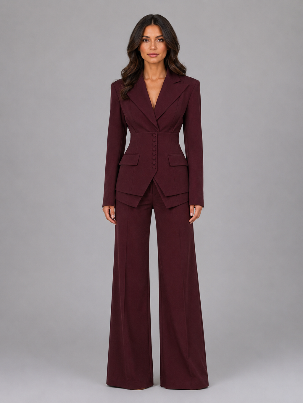 Women's Pant Suit in Burgundy