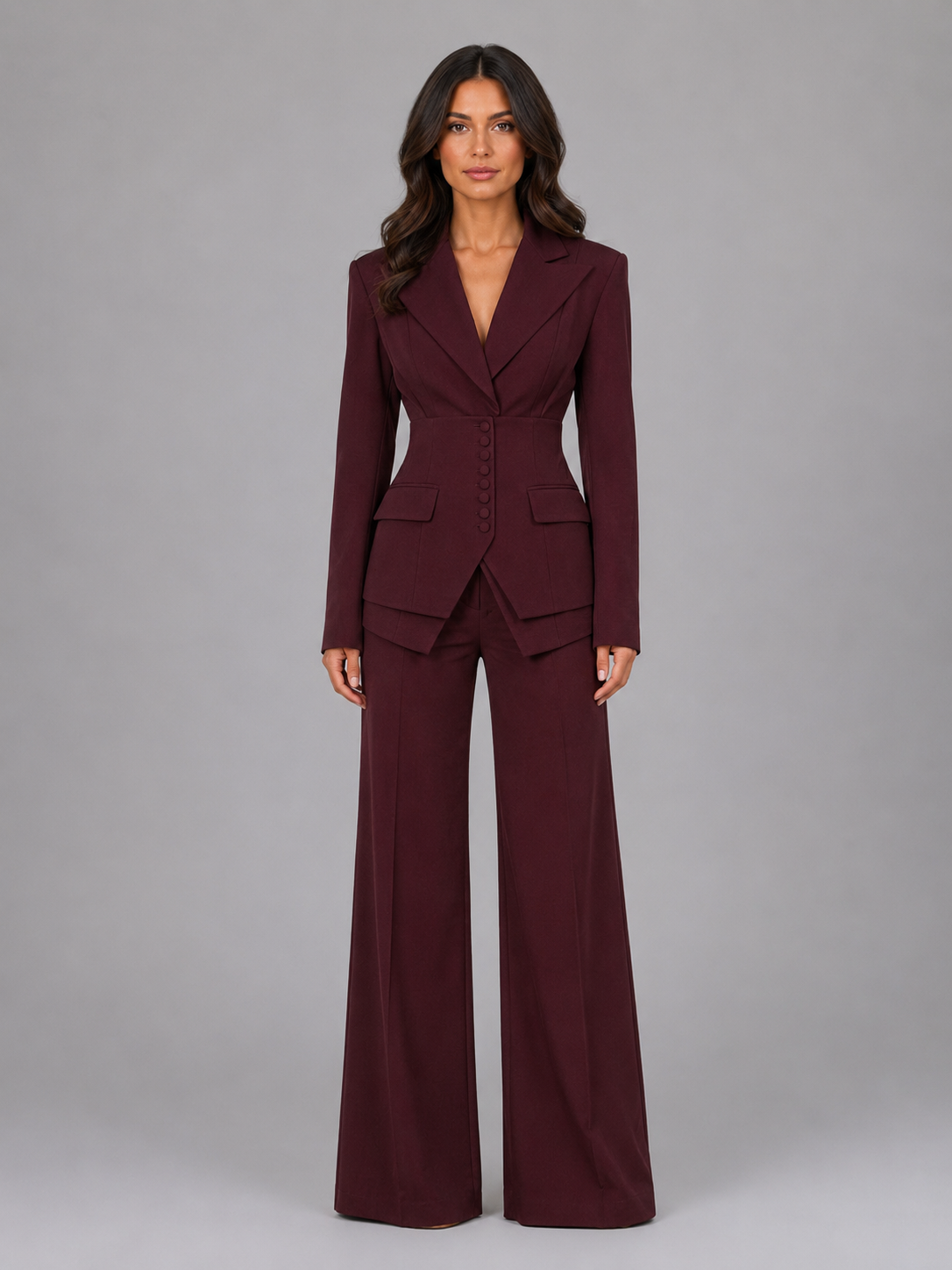 Women's Pant Suit in Burgundy