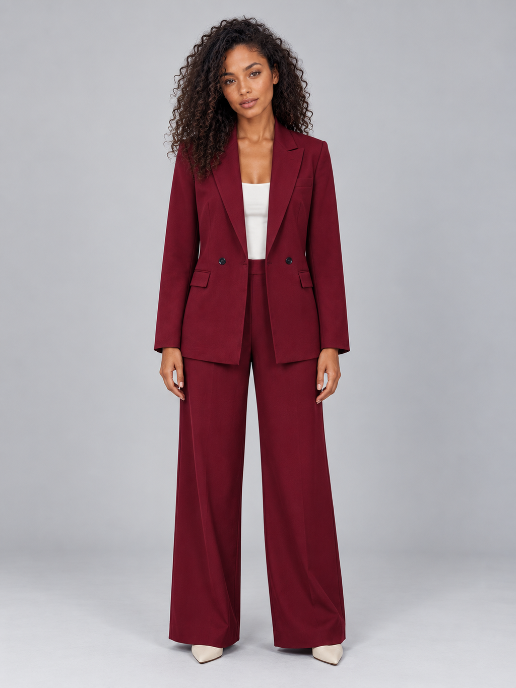 Trouser Suit Set in Burgundy
