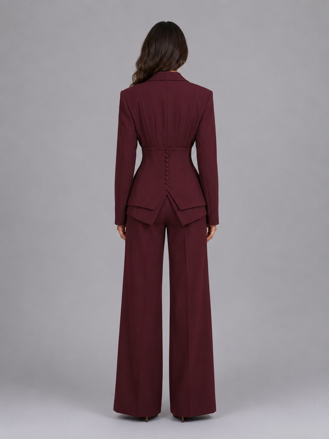 Women's Pant Suit in Burgundy
