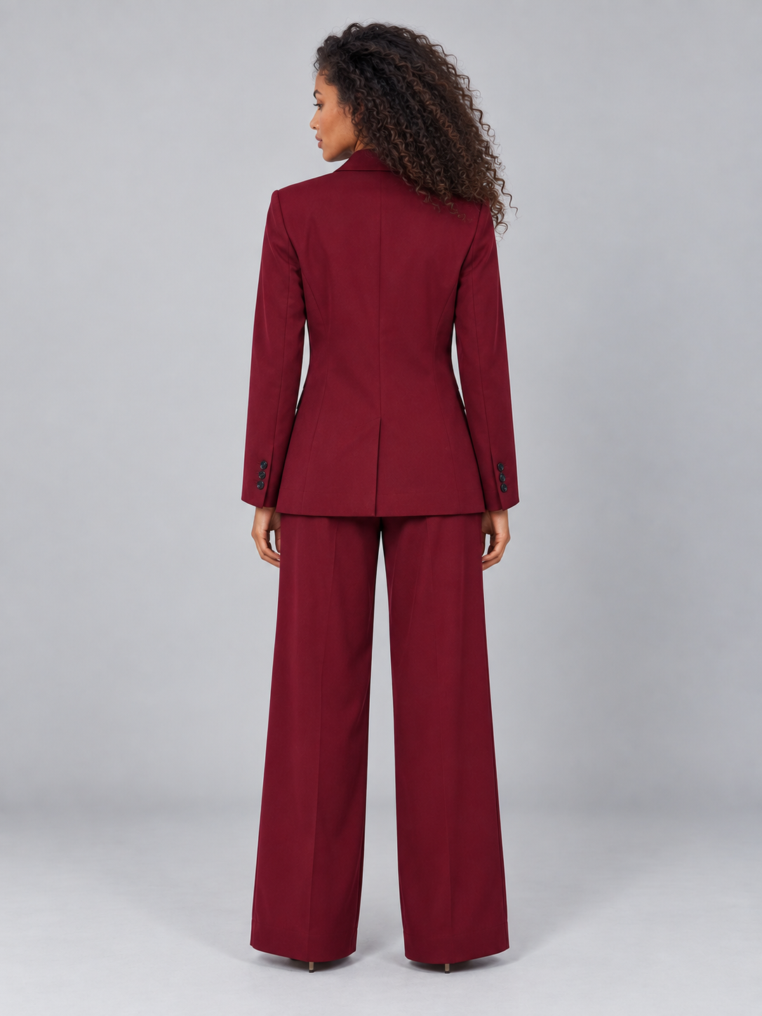 Trouser Suit Set in Burgundy