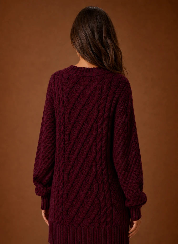 Women's Oversized Cable Knit Sweater Dress | Nero & Luya