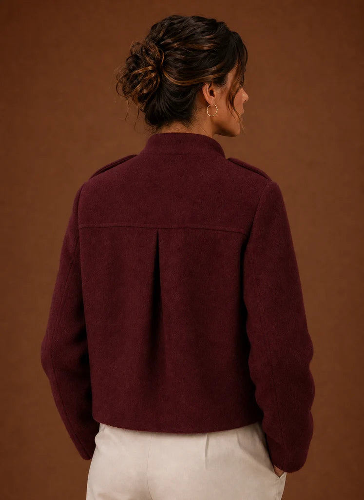 Women's Cropped Jacket - Button-Front Short Coat | Nero & Luya
