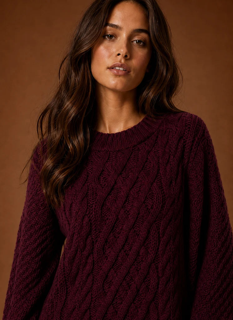 Women's Oversized Cable Knit Sweater Dress | Nero & Luya