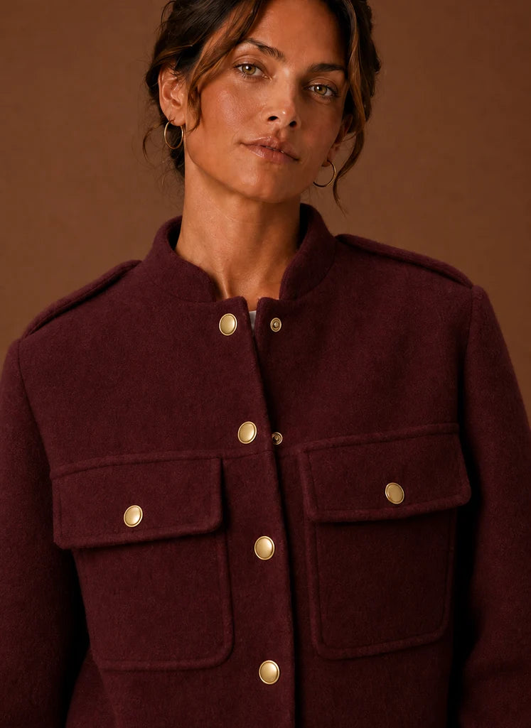 Women's Cropped Jacket - Button-Front Short Coat | Nero & Luya