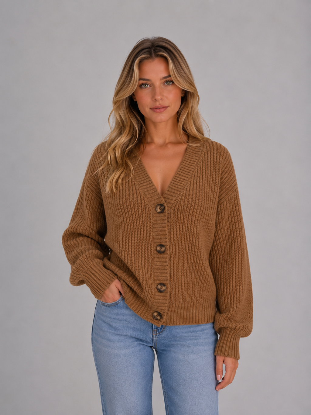 Cardigan in Camel