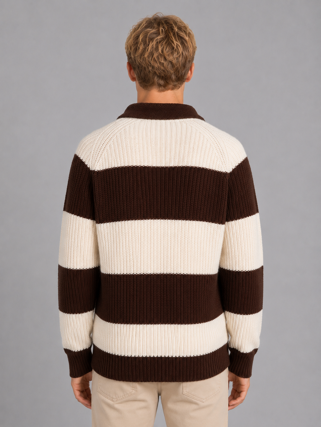 Polo Sweater in Chocolate Brown