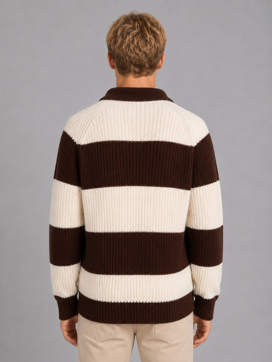Polo Sweater in Chocolate Brown