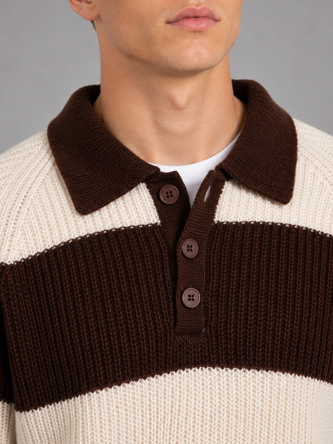 Polo Sweater in Chocolate Brown