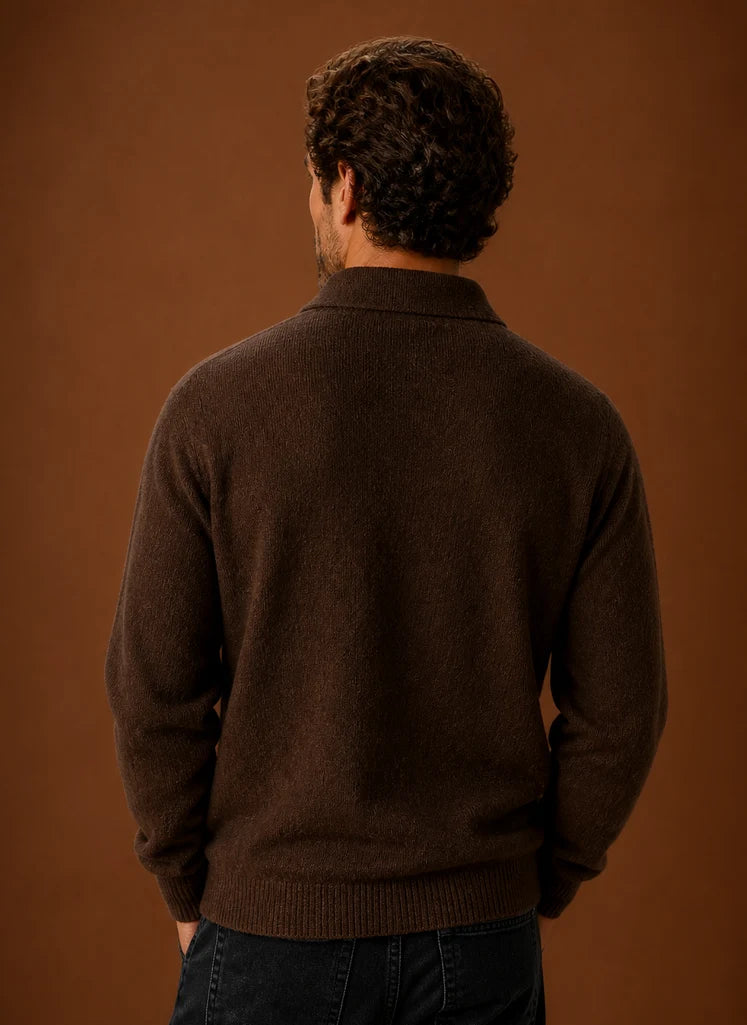Men’s Long Sleeve Knit Polo Sweater | Nero & Luya