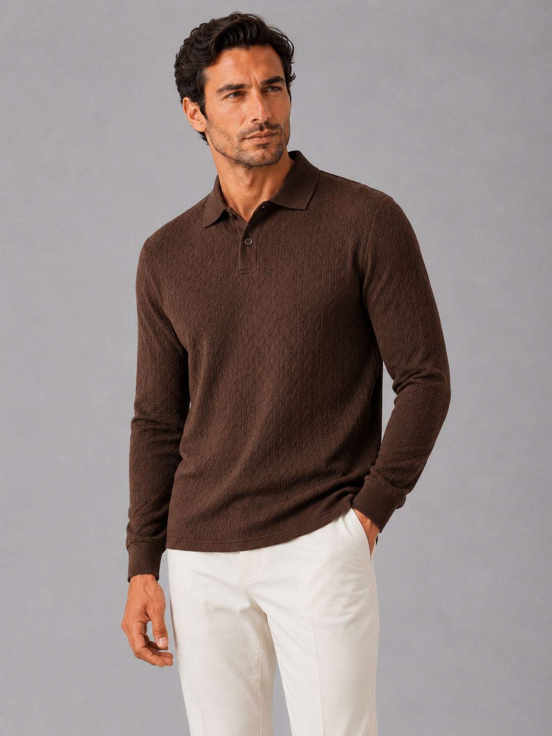 Men's Long Sleeve Polo Shirt – Smooth Knit Business Casual Polo | Nero & Luya
