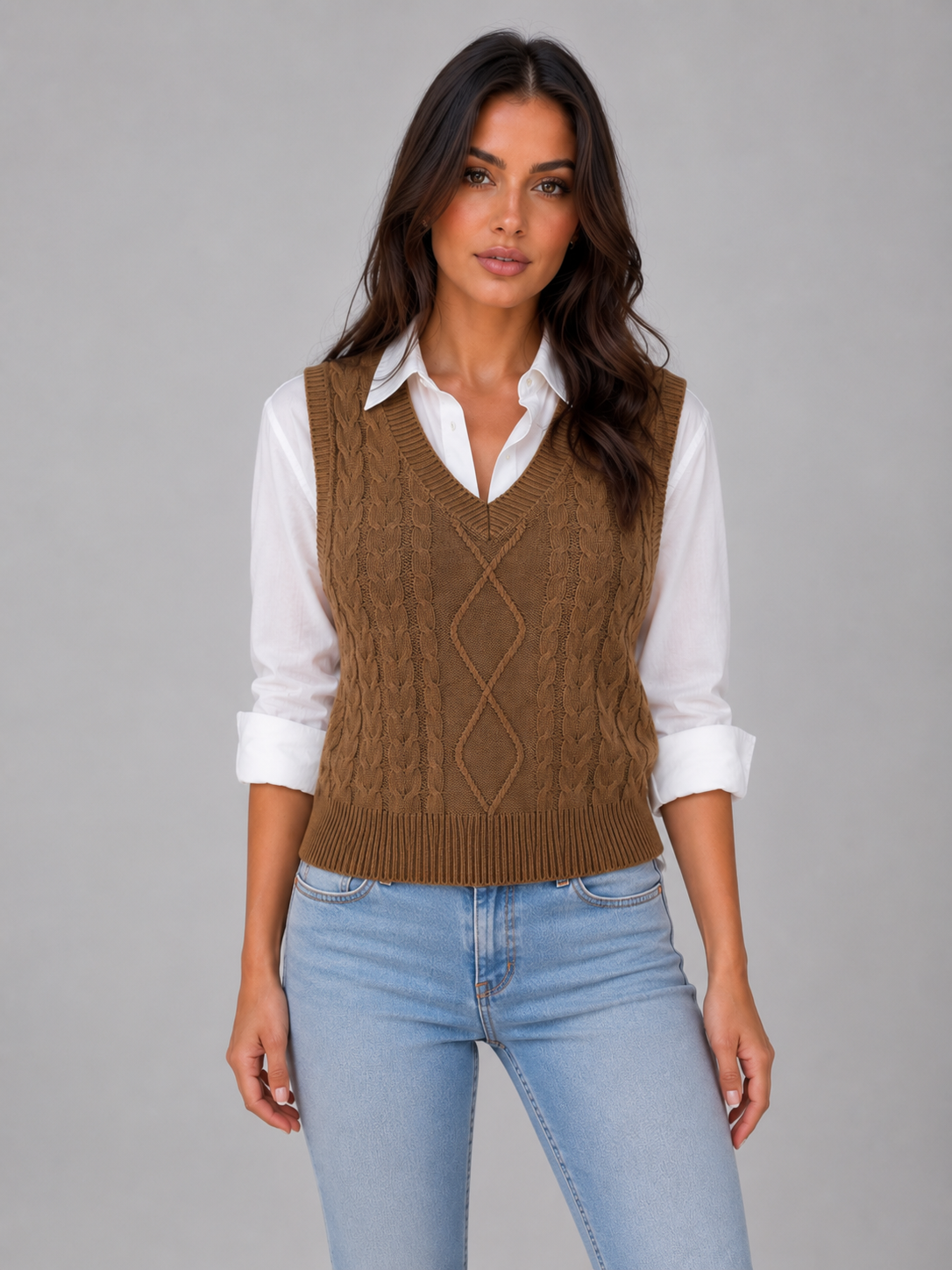 Sweater Vest in Coffee
