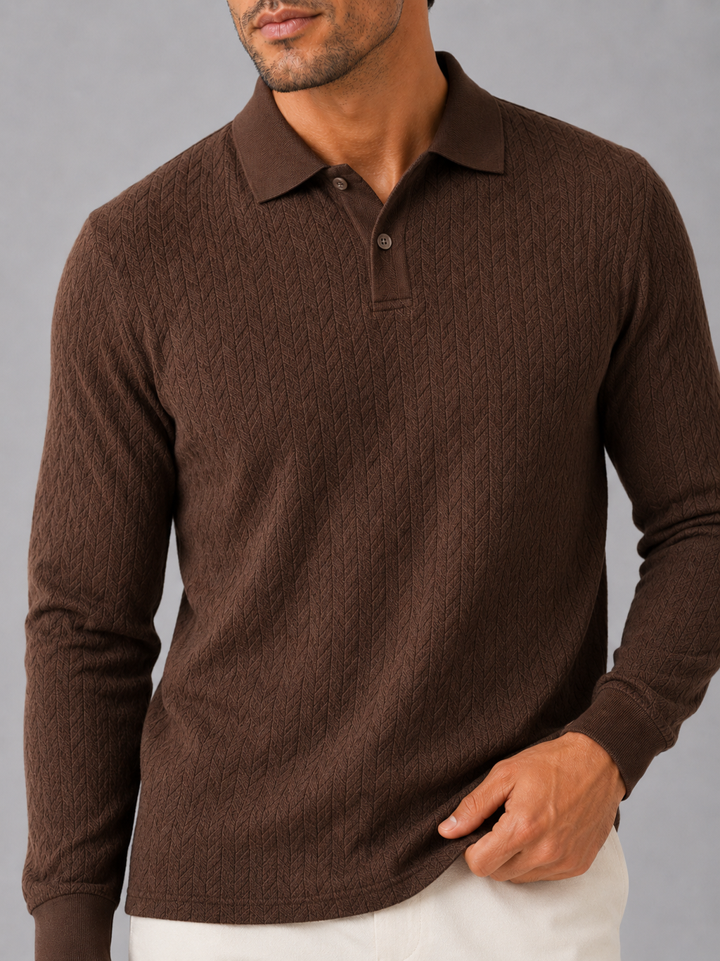 Men's Long Sleeve Polo Shirt – Smooth Knit Business Casual Polo | Nero & Luya