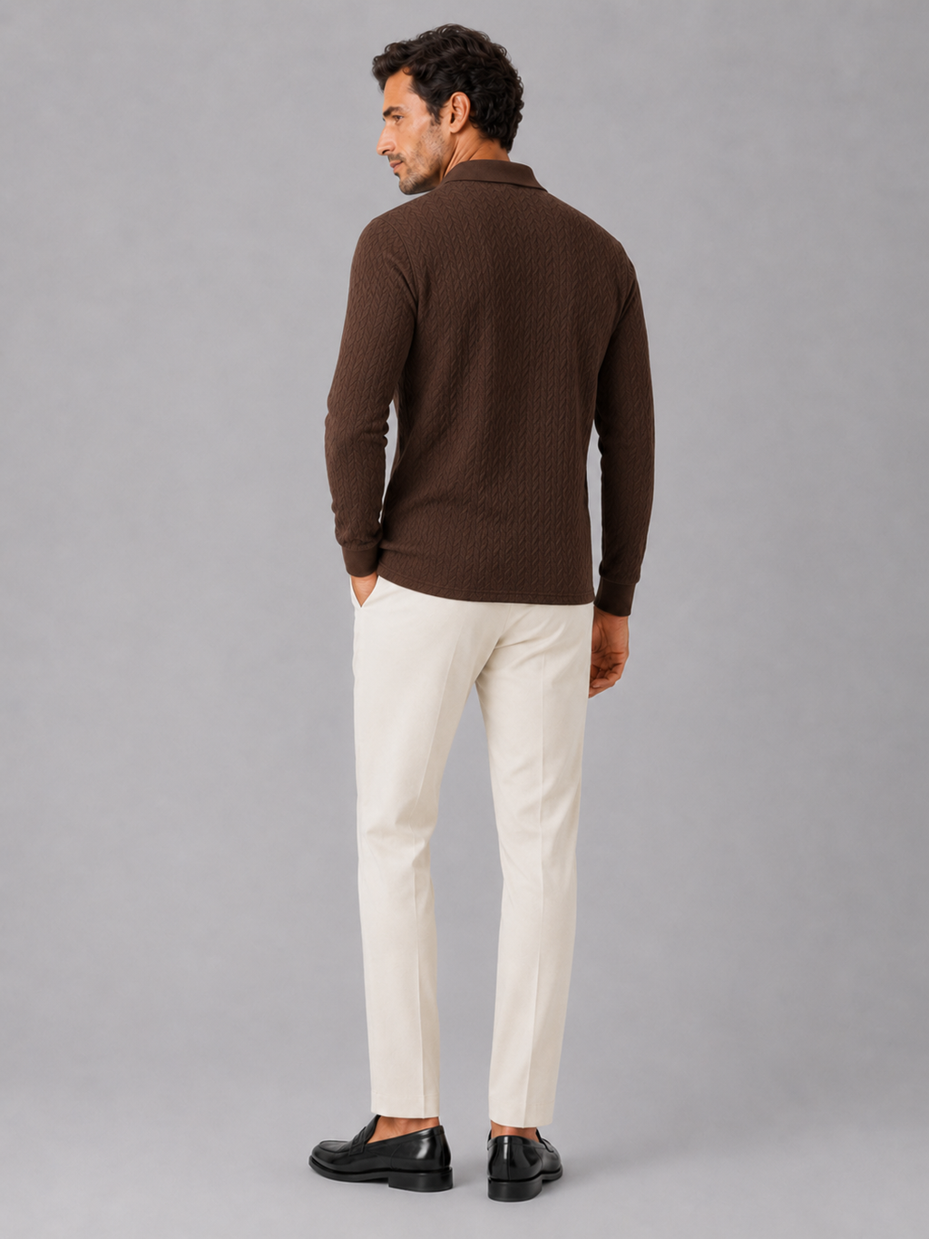 Men's Long Sleeve Polo Shirt – Smooth Knit Business Casual Polo | Nero & Luya