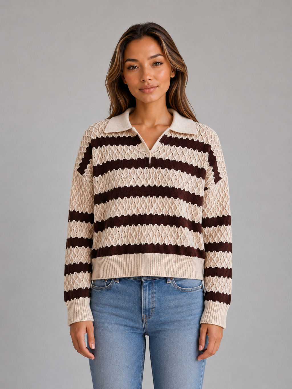 Polo Sweater in Cream