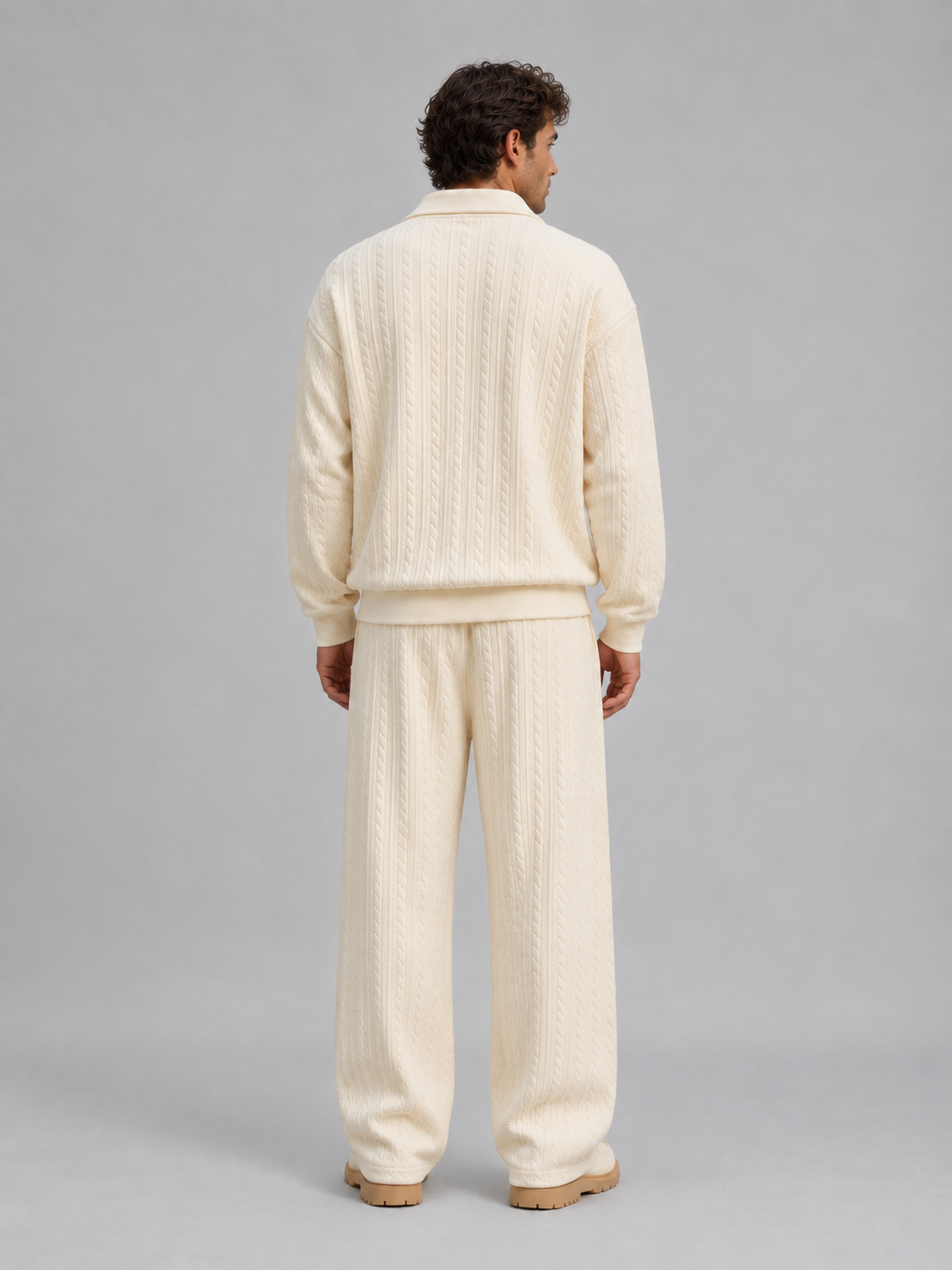 Two-Piece Knit Set in Cream