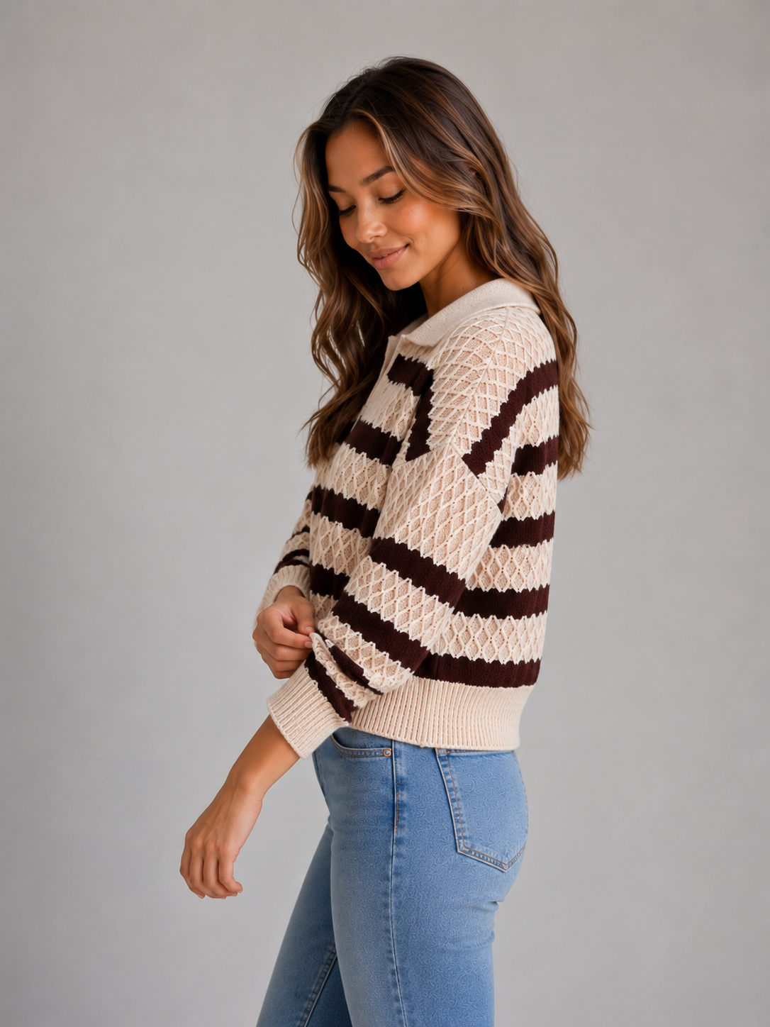 Polo Sweater in Cream