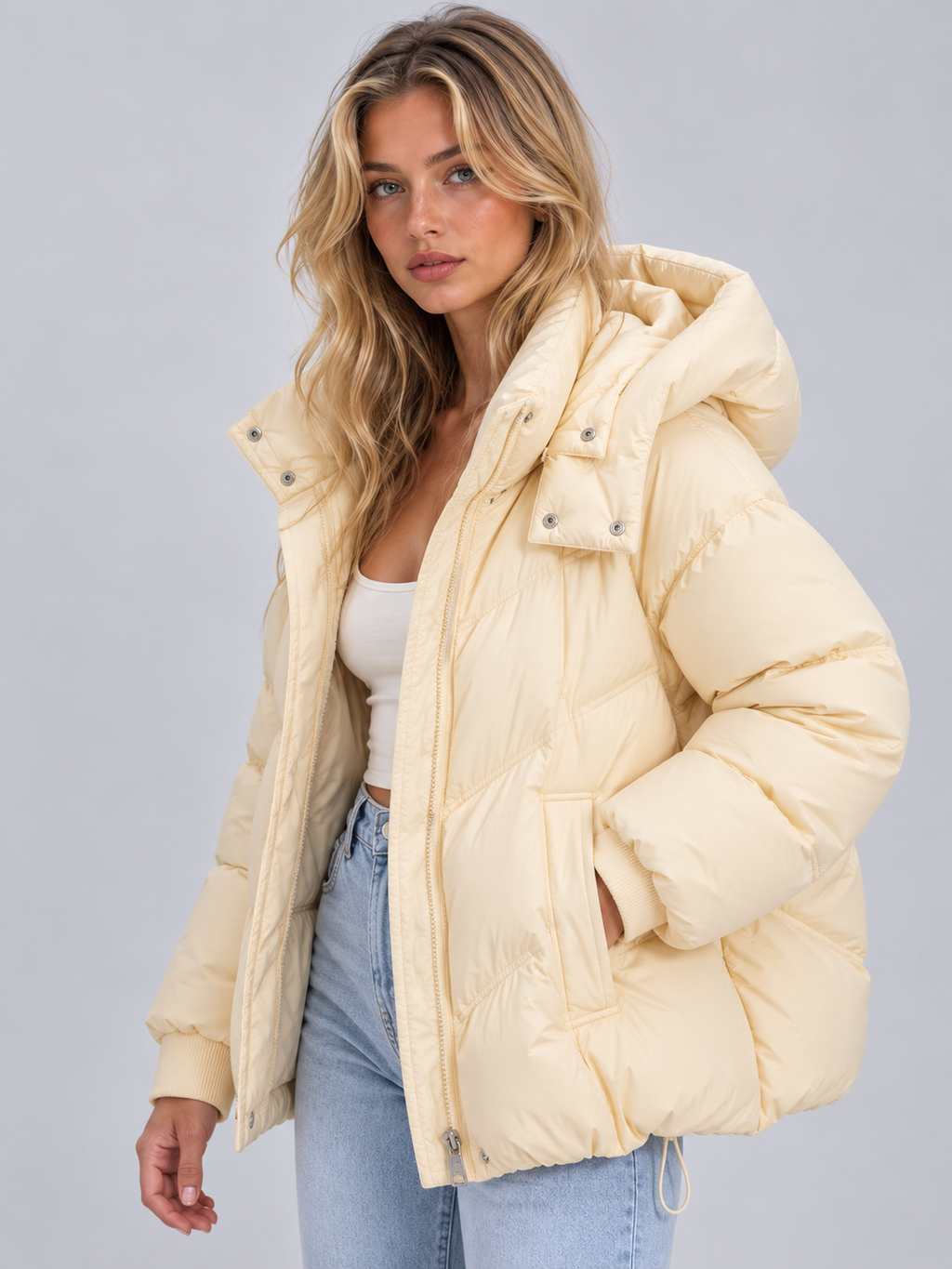 Puffer Jacket in Cream