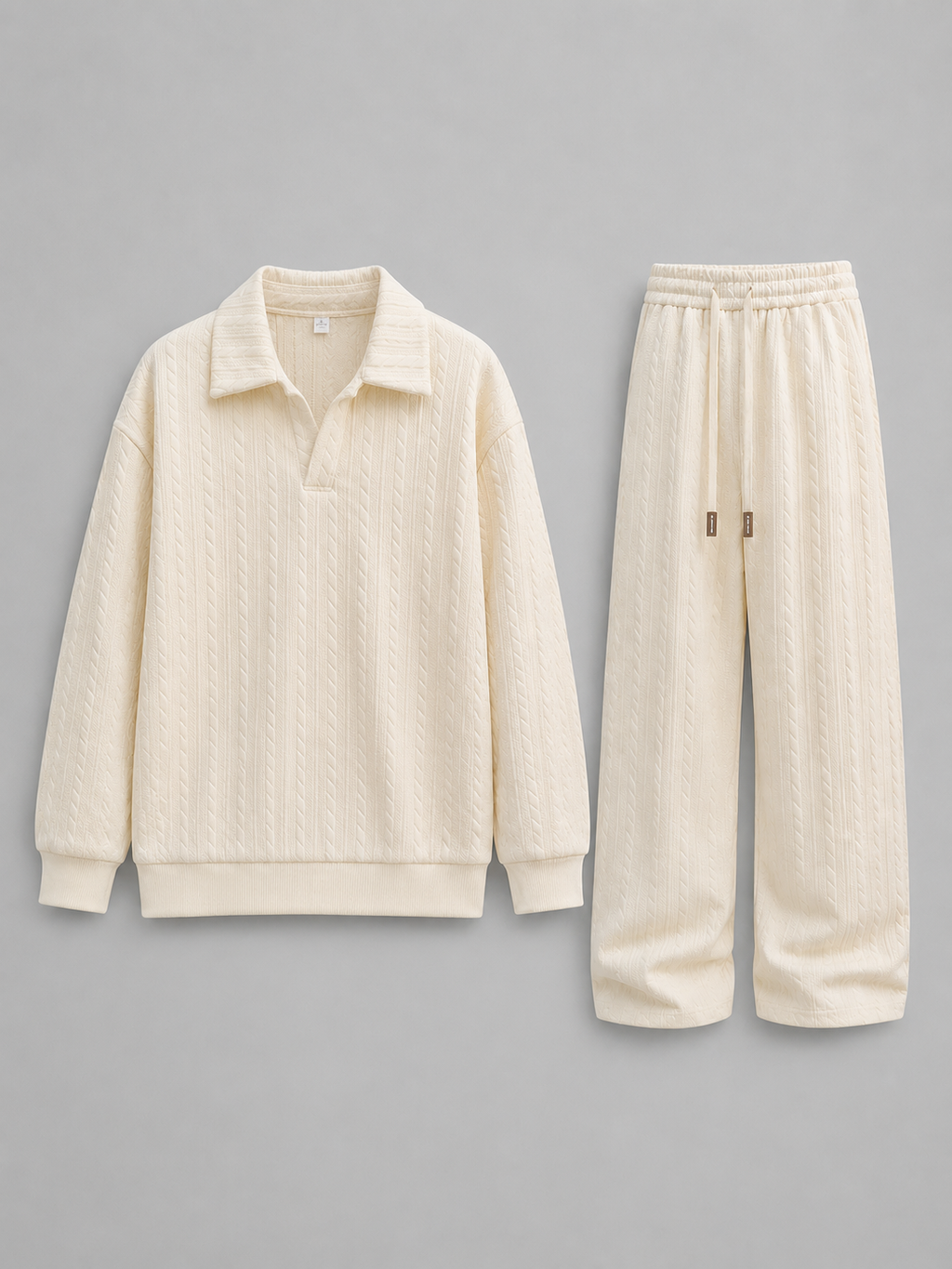 Two-Piece Knit Set in Cream