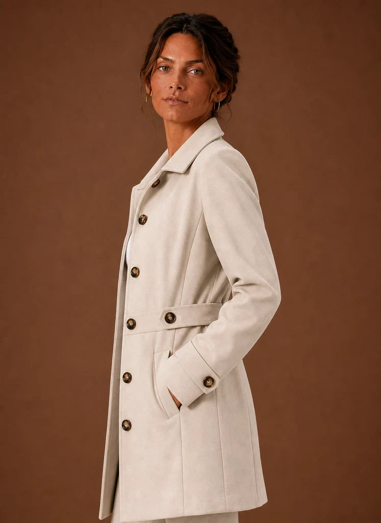 Women's Trench Coat - Mid-Length Button Front Jacket | Nero & Luya