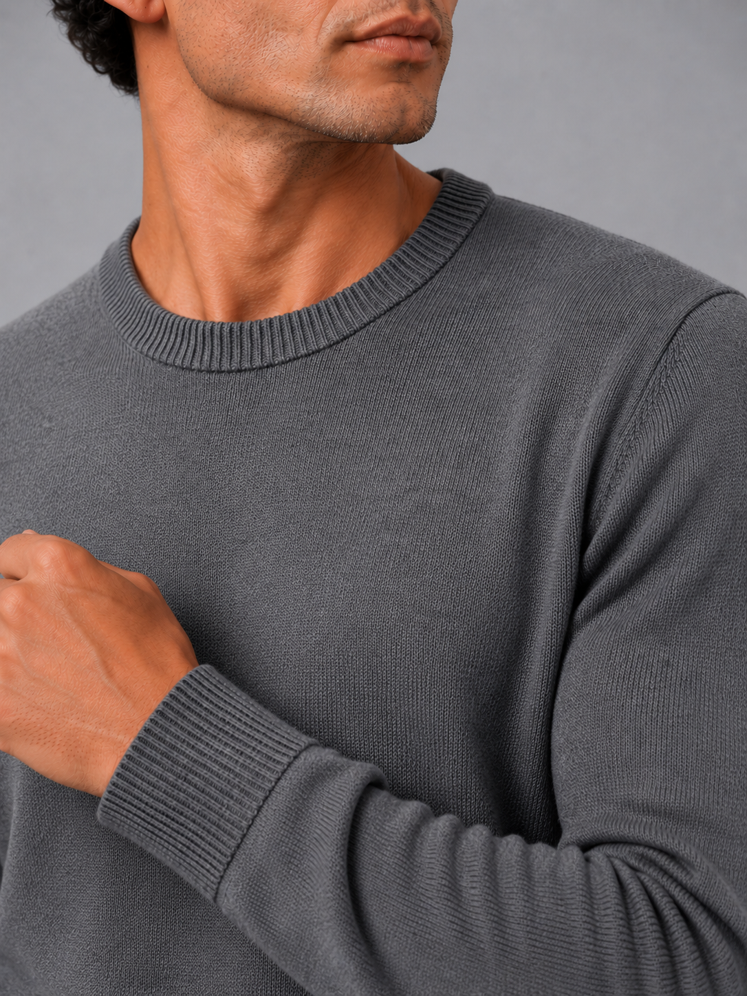 Men'S Wool Pullover in Dark Gray